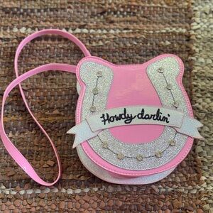 Betsey Johnson Howdy Darlin' Pink and Silver Horseshoe Crossbody Bag Purse